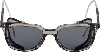 Thom Browne Grey & Navy Side-Cage Crystal Sunglasses