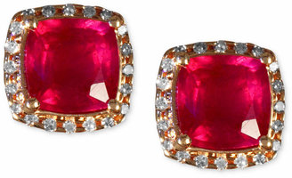 Effy Rosa by Ruby (2-7/8 ct. t.w.) and Diamond (1/6 ct. t.w.) Square Stud Earrings in 14k Rose Gold