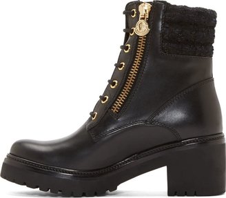 Moncler Black Leather Lace-Up Vivianne Boots
