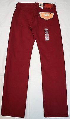 Levi's Levis Style# 501-1570 42 X 30 Cordovan Red Original Jeans Straight Leg Pre Wash