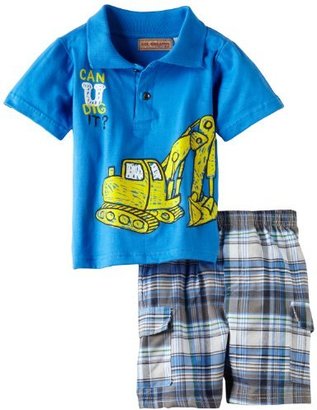 Kids Headquarters Boys 2-7 Polo Top With Plaided Cargo Shorts
