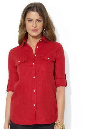 Lauren Ralph Lauren Petite Roll-Sleeve Linen Shirt