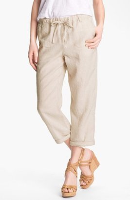 Caslon Slub Linen Crop Pants (Regular & Petite)