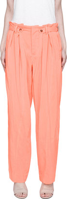 Chloé Fluorescent Orange Pleated Silk Trousers