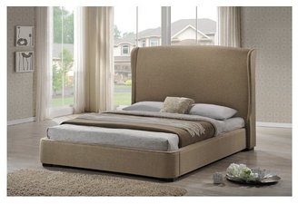 Baxton Studio Sheila Tan Linen Modern Bed with Upholstered Headboard - King Size