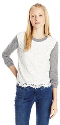 Candela Women's Astrid Cashmere Blend Lace Front Sweater