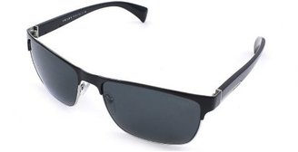 Prada PR 51OS GAQ1A1 Shiny Black and Silver Sunglasses Grey Gradient Lens