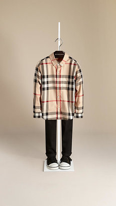Burberry Check Button-Down Cotton Shirt