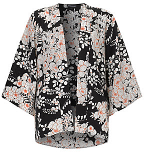 Warehouse Kyoto Print Kimono, Black