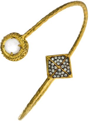 Blossom Box Jewelry Gold CZ and Rose Quartz Bangle Bracelet