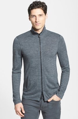 John Varvatos Full Zip Merino Wool Blend Turtleneck Sweater