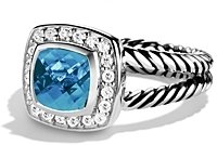 David Yurman Petite Albion Ring with Blue Topaz & Diamonds