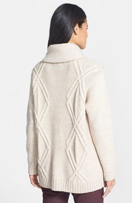 Lafayette 148 New York Diamond Cable Knit Cowl Neck Sweater
