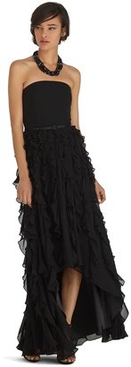 White House Black Market Strapless High-Low Waterfall Gown
