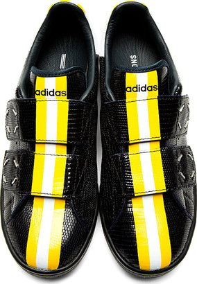Raf Simons Black Embossed Python Adidas Edition Sneakers