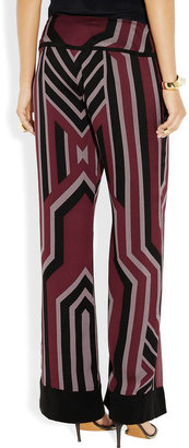 Anna Sui Geometric-print silk-crepe wide-leg pants