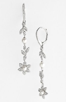 Nadri 'Romancing Pearl' Linear Earrings