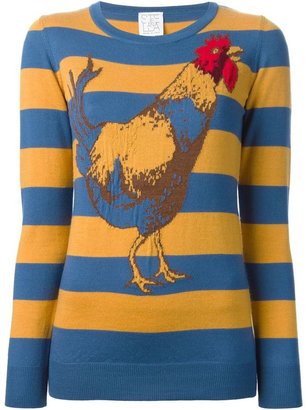 Stella Jean striped rooster motif sweater