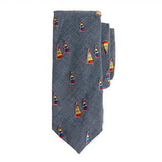 J.Crew Boys' tie in embroidered sailboats