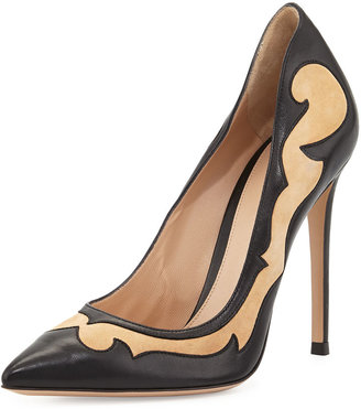 Gianvito Rossi Mixed-Leather Western Pump
