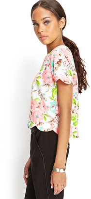 Forever 21 Textured Floral Boxy Top