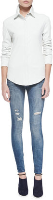 RtA Denim Pleated High-Rise Jeans, 70S Blue