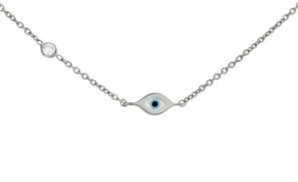 Sydney Evan Mini Enamel Evil Eye Necklace - White Gold