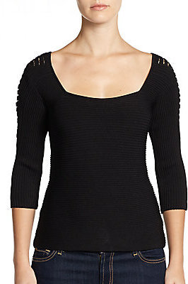 Catherine Malandrino Annabelle Slit-Shoulder Sweater