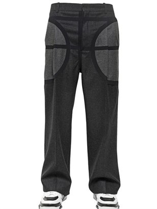 Givenchy Wide Leg Wool Flannel Trousers