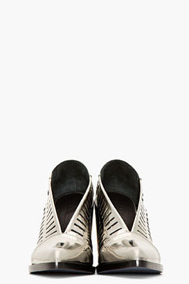 Jil Sander Silver Leather Cut-Out Runway Heels