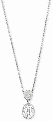Swarovski Necklace, Rhodium-Plated Oval Crystal Pave Disc Pendant Necklace