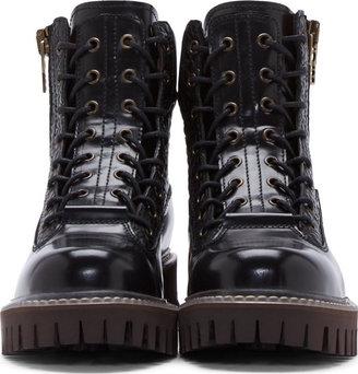 McQ Black Grained & Buffed Leather Mid Boots