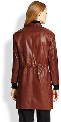 Lafayette 148 New York Leather Vangeline Trench Jacket