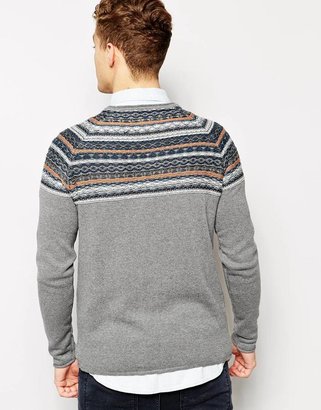 Solid Jumper With Reverse Jacquard Yoke