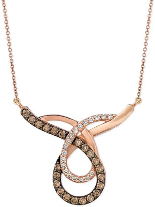 LeVian Chocolate (3/4 ct. t.w.) and White (1/4 ct. t.w.) Loop Pendant Necklace in 14k Rose Gold