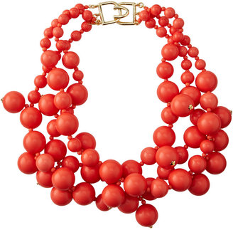 Kenneth Jay Lane Beaded Cluster Necklace, Coral