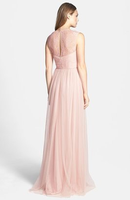 Amsale Lace Detail Tulle Gown