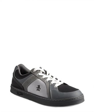 Original Penguin steel and black leather and nylon lace-up 'Front' sneakers