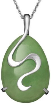 Macy's Sterling Silver Necklace, Jade Oval Snake Pendant