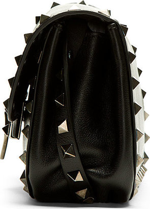Valentino Black Matte Leather Rockstud Cross Body Bag