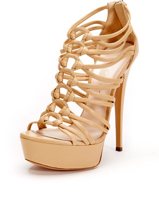 Casadei Strappy Leather Knotted Platform Sandal