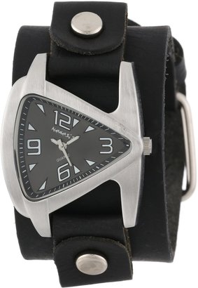Nemesis Women's GB024K Signature Stainless Steel Triangle Shaped Leather Cuff Watch