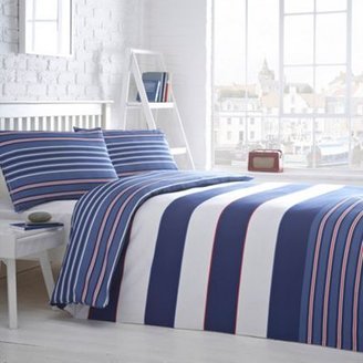 Debenhams Blue 'Brody' reversible block striped bedding set