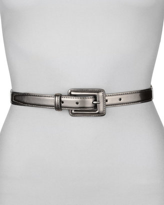 Neiman Marcus Covered Buckle Mirror Belt, Pewter