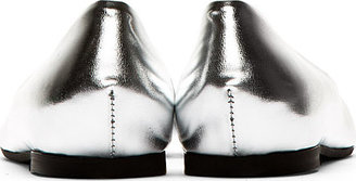 McQ Silver Leather Slit Ada Ballerina Flats