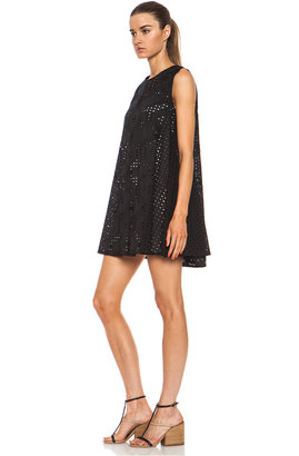 MSGM Eyelet Cotton Dress with White Lining in Black