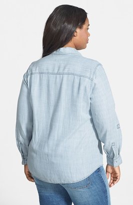 Foxcroft Stripe Denim Shirt (Plus Size)