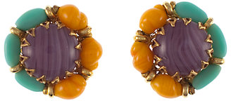 Miriam Haskell Eclectica Vintage 1960s Triple Tone Glass Clip-On Earrings