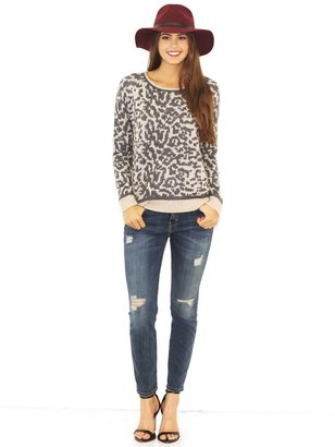 Olivaceous Leopard Print Sweater in Khaki/ Black