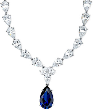 Crislu Necklace, Platinum Over Sterling Silver Blue and Clear Cubic Zirconia Drop Necklace (50-1/2 ct. t.w.)